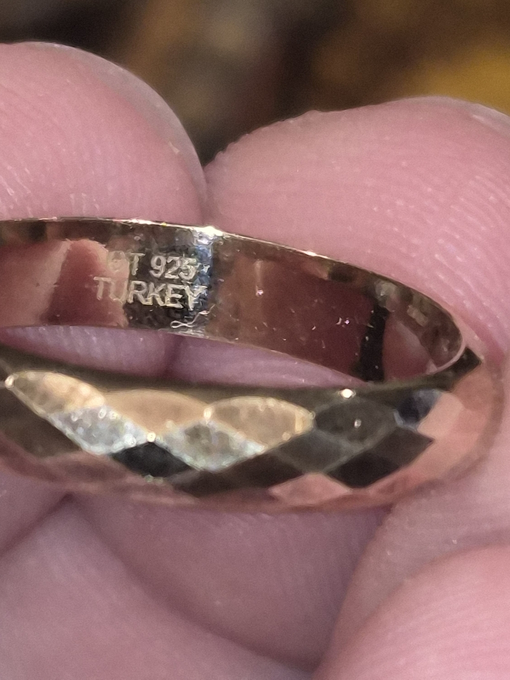 Sterling 925 Rose Gold-Finish Faceted Women's Band